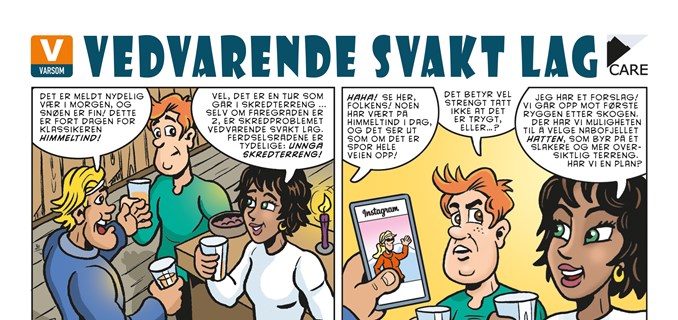 Tegneserie for skredproblemet vedvarende svakt lag side 1.