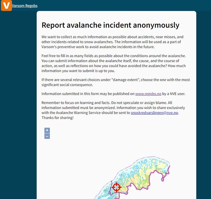 Skjemutklipp av engelsk anonymt ulykkesskjema.